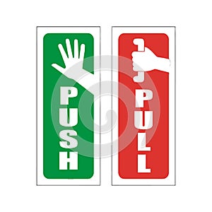 Push and Pull Door Signs Vector Illustration