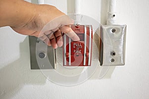 Push in pull down switch in case of fire and emergency door rele