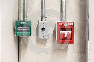 Push in pull down switch in case of fire and emergency door release switch