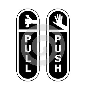 Push Pull Entrance Door Signs - vector icons.