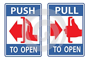 Push and pull to open door signs