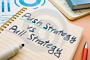 Push strategy vs pull strategy phrase in the notebook. photo