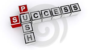 Push success word block on white