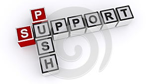 Push support word block on white