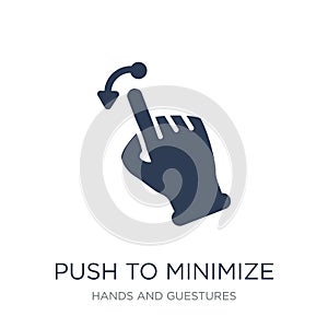 Push to minimize gesture icon. Trendy flat vector Push to minimize gesture icon on white background from Hands and guestures coll