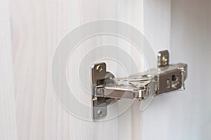 Push to open furniture hinge with shock absorber for cabinet doors