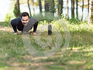 Push ups sport fitness man doing push-up