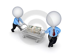 Pushcart with pack of dollars.