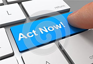 Act now button concept 3d illustration