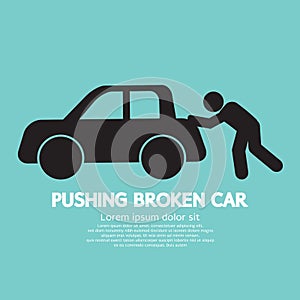 Pushing Broken Car Graphic Symbol