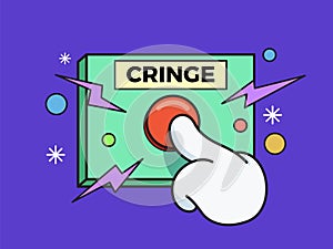 pushing the cringe button. Isolated Vector Illustration