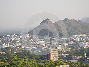 Pushkar City landscape Aerial View from Mountain