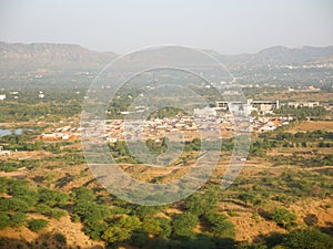 Pushkar City landscape Aerial View from Mountain