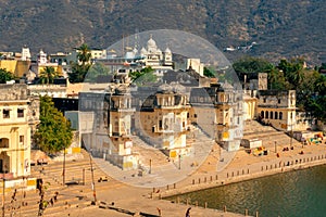 Pushkar Ghats with Historic Architecture photo