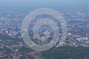 Pushkar lake and city view from Ratnagiri hills, Pushkar, Ajmer, Rajasthan