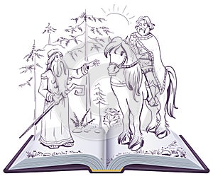 Pushkin fairy tale Song on Prophetic Oleg open book illustration photo