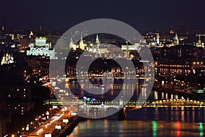 Pushkinsky bridge and Krymsky bridge at night