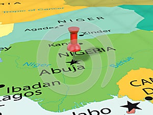 Pushpin on Abuja map