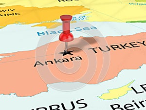 Pushpin on Ankara map
