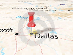 Pushpin on Dallas map