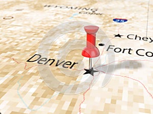 Pushpin on Denver map