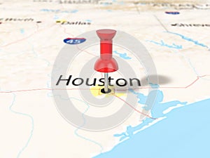 Pushpin on Houston map