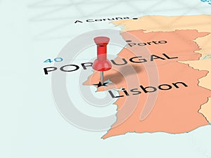 Pushpin on Lisbon map