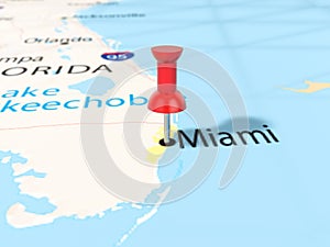 Pushpin on Miami map