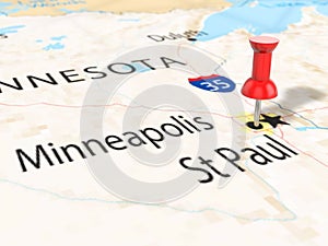 Pushpin on Minneapolis map