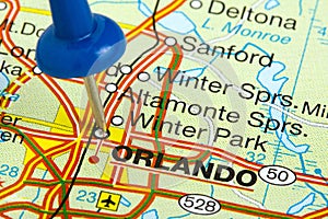 Pushpin in Orlando Florida Map photo