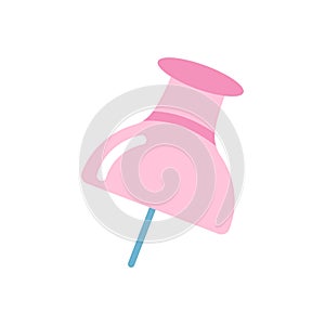 Pushpin pink, vector flat illustration on white background
