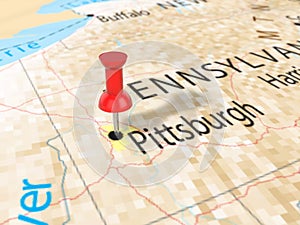 Pushpin on Pittsburgh map