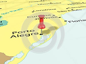 Pushpin on Porto Alegre map photo