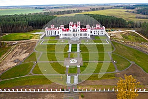 Puslovsky Palace. Autumn Kossovsky Castle in Belarus