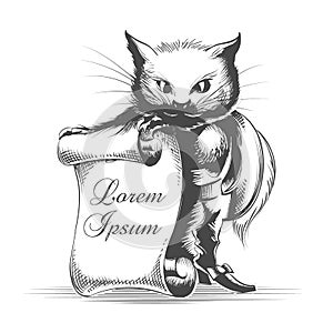 Puss in Boots with Empty Scroll