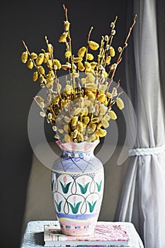 Pussy Willow Bouquet in Flower Vase