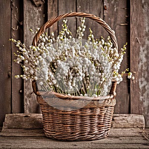 Pussywillow Bouquet in a Wicker Basket