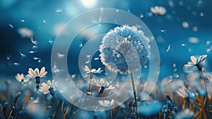 Pusteblume - Close-up of a Beautiful Dandelion Flower in a Field