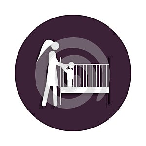 put the child to sleep icon in badge style. One of marriage collection icon can be used for UI, UX