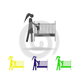 put the child to sleep multicolored icons. Element of life married people illustration. Signs and symbols collection icon for webs