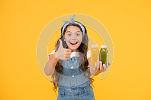 Put like. Happy little child gesture thumbs up for food product. Promoting product. Promoting healthy eating habits at