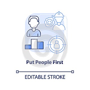Put people first light blue concept icon