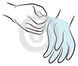 Put rubber gloves on your hands. Hygienic procedure. Disease prevention, good for health. Vector illustration