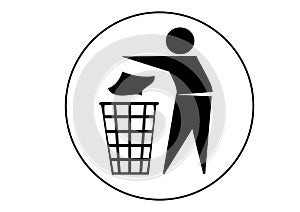 Put Rubbish in Bin Signs icon