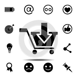 put in shopping cart icon. Simple glyph vector element of web, minimalistic icons set for UI and UX, website or mobile application