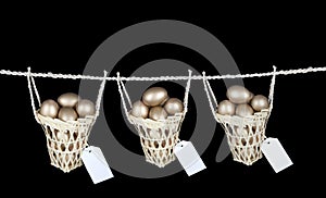 Put your eggs on diferrent baskets with copy space