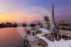 Putra Mosque, Putrajaya Malaysia at sunset