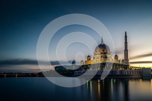 Putra Mosque during sunrise in putrajaya