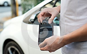 Putting car keys in RFID anti-theft wallet