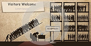 Putting people on hold or stalling with delay tactics in the reception area of a business.